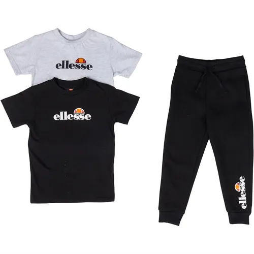 Ellesse Boys Dalmo Logo Two Pack T-Shirts And Joggers Set Black/Grey