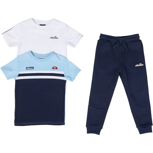 Ellesse Boys Dario Two Pack T-Shirts And Joggers Set Navy/Sky Blue/White
