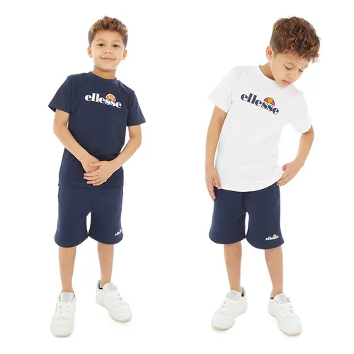 Ellesse Boys Vito Logo Two Pack T-Shirts And Shorts Set Navy/White