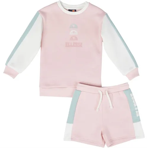Ellesse Girls Alessia Sweatshirt And Shorts Set Pink/Mint/Cream