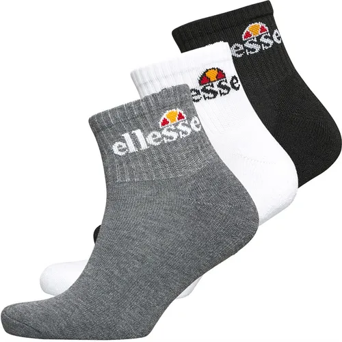 Ellesse Mens Three Pack Quarter Socks Black/Grey/White