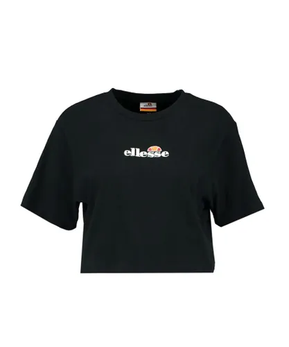 Ellesse Womenss Fireball Crop T-Shirt in Black Cotton