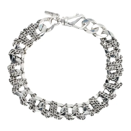 Emanuele Bicocchi , Chain Bracelet + Wrap Chain ,Gray female, Sizes: L, M