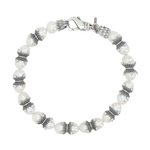 Emanuele Bicocchi , Silver Bracelet with Freshwater Pearls ,White male, Sizes: L