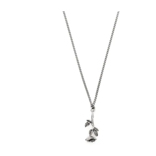 Emanuele Bicocchi , Silver Chain Necklace with Rose Pendant ,Gray male, Sizes: ONE SIZE