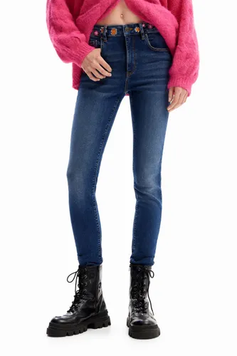 Embroidered floral jeans - BLUE - 36