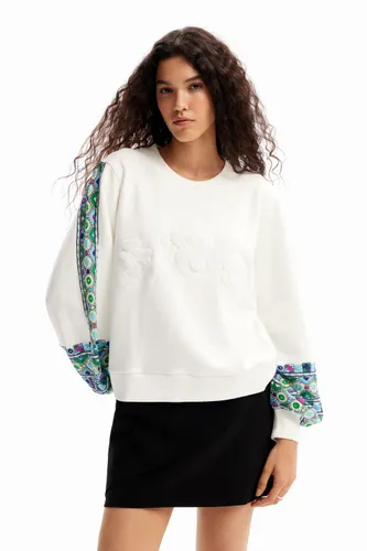 Embroidered puff sweatshirt - WHITE - XL