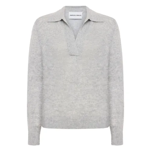 Emerson Renaldi , Deep polo collar sweater ,Gray female, Sizes: