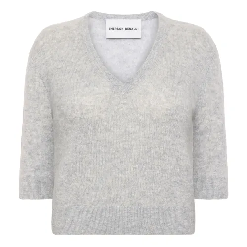 Emerson Renaldi , Deep v-neck knit ,Gray female, Sizes: