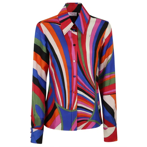 Emilio Pucci , Blue Fuchsia Silk Twill Shirt ,Pink female, Sizes: