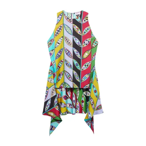 Emilio Pucci , Girandole print sleeveless silk twill top ,Multicolor female, Sizes: