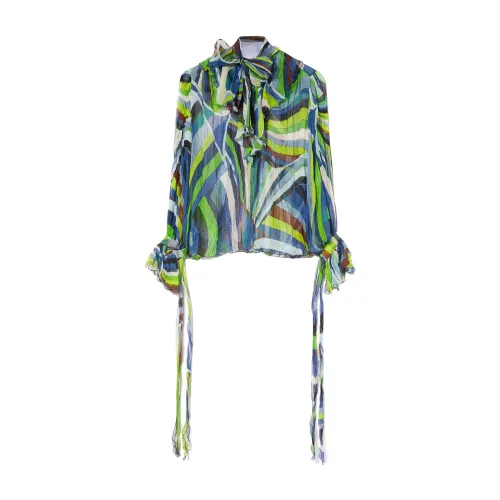 Emilio Pucci , Iride longsleeve chiffon shirt ,Multicolor female, Sizes: