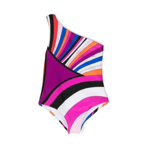Emilio Pucci , Purple Iride One-Shoulder Swimwear Junior ,Multicolor female, Sizes: