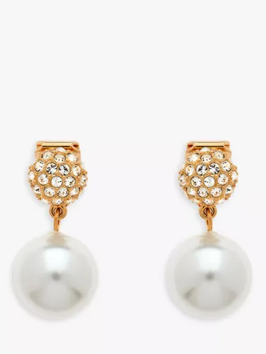 Emma Holland Crystal and Faux Pearl Clip-On Earrings, Gold/White - Gold/White - Female