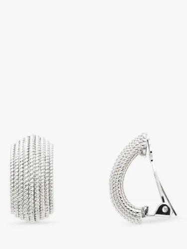 Emma Holland Textured Curve Clip-On Earrings, Silver - Silver - Female