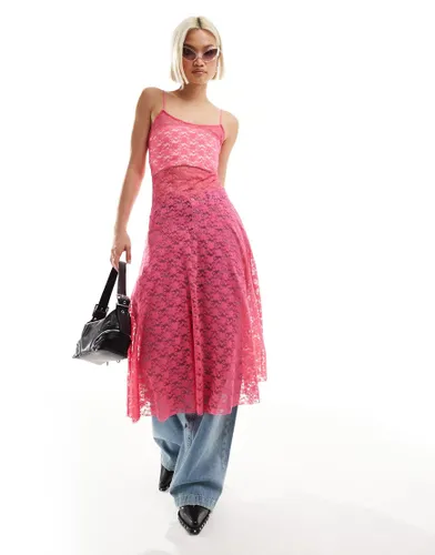 Emory Park fuchsia pink midaxi lace dress