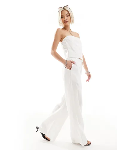 Emory Park linen style wide leg trousers in white co-ord