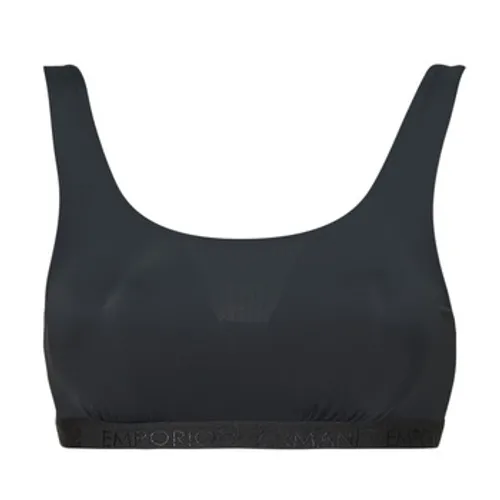Emporio Armani  ALL OVER LOGO MESH BRALETTE  women's Sports bras in Black