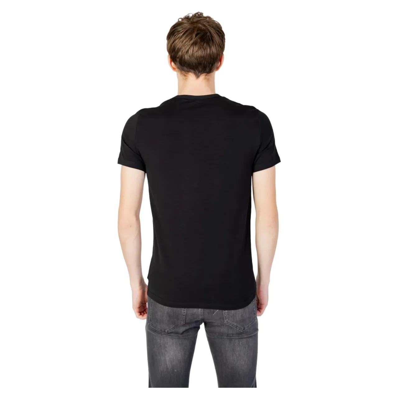 Emporio Armani , Autumn/Winter Mens Crew Neck T-Shirt ,Black male, Sizes: