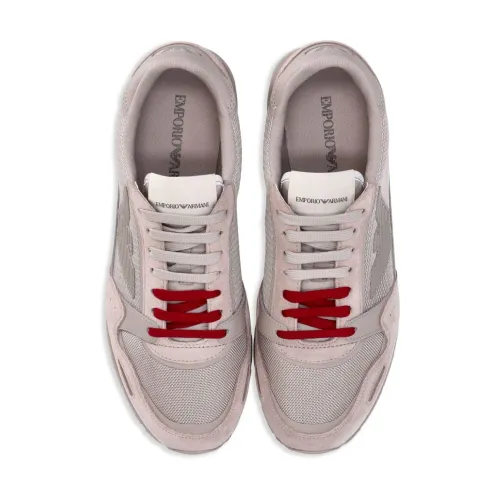 Emporio Armani , Beige Sneakers with Pink Panelled Design ,Multicolor male, Sizes: