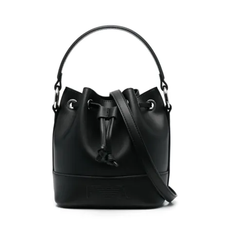 Emporio Armani , Black Drawstring Medium Bucket Backpack ,Black female, Sizes: ONE SIZE