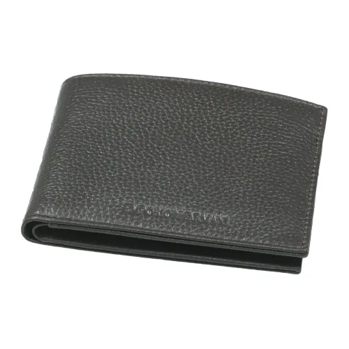 Emporio Armani , Black Grain Leather Wallet ,Black male, Sizes: ONE SIZE