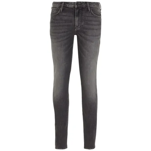 Emporio Armani , Black J06 Low-Rise Slim-Fit Jeans ,Black male, Sizes:
