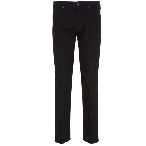 Emporio Armani , Black Jeans with Five Pockets and Logo Patch ,Black male, Sizes: