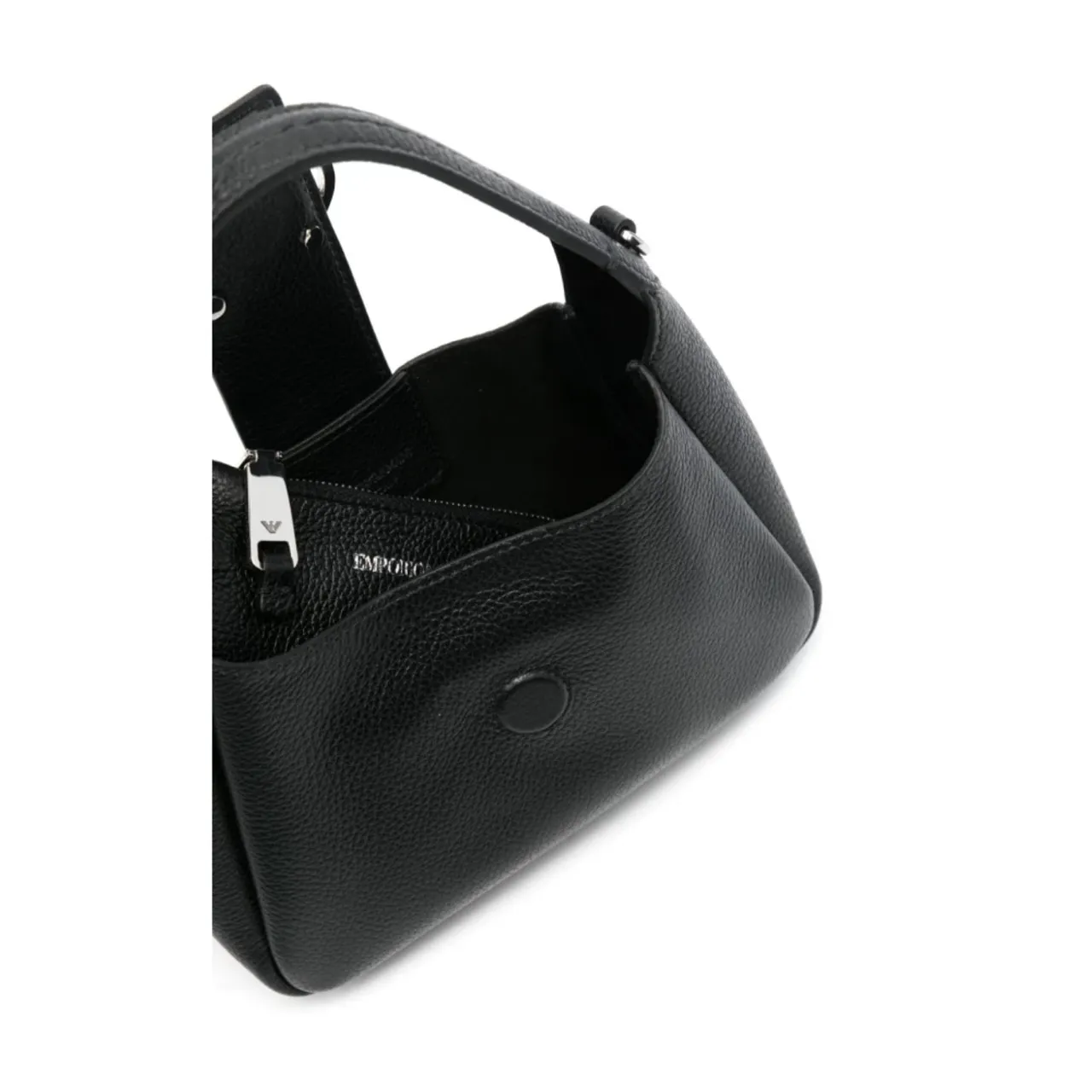 Emporio Armani , Black Leather Shoulder Bag with Logo ,Black female, Sizes: ONE SIZE