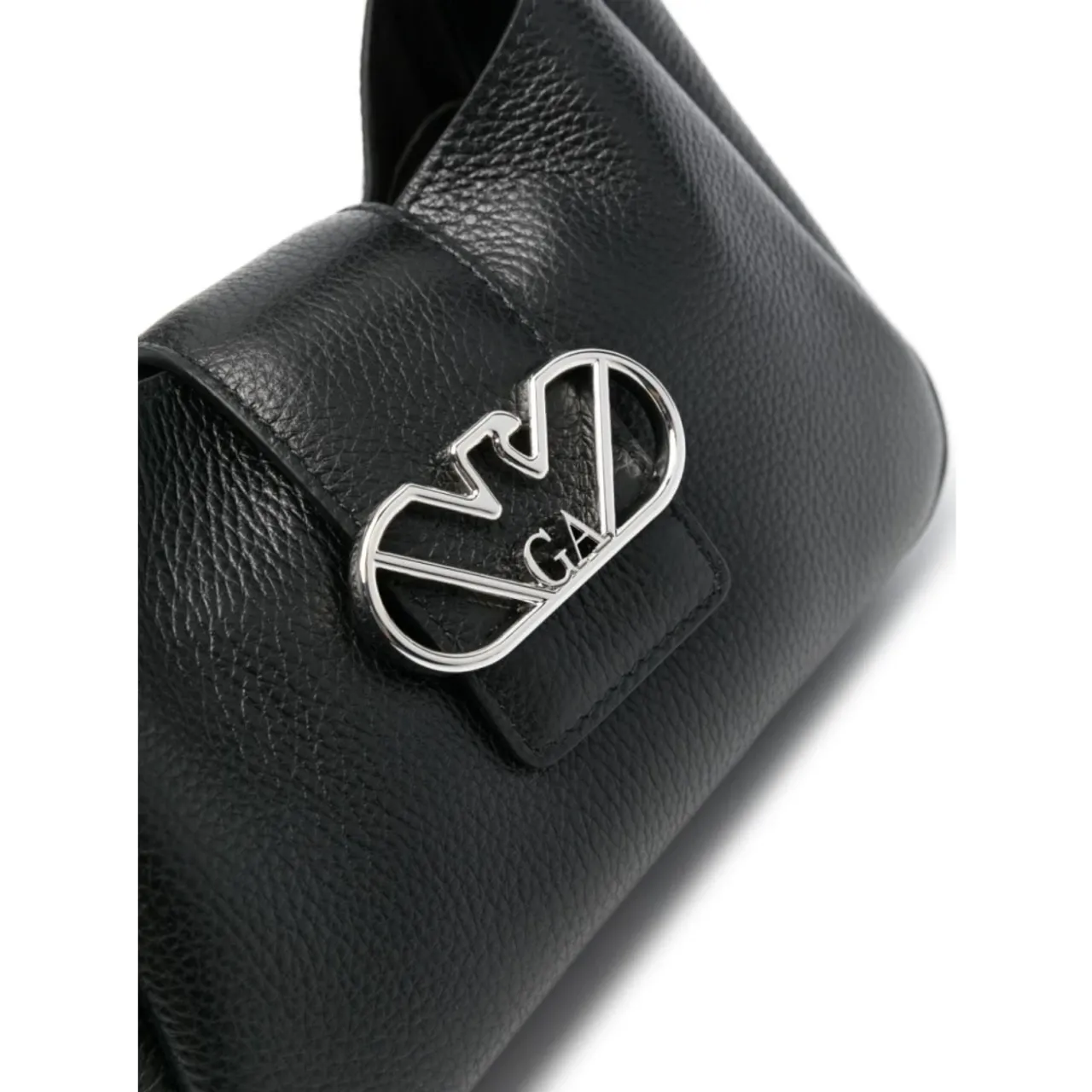Emporio Armani , Black Leather Shoulder Bag with Logo ,Black female, Sizes: ONE SIZE