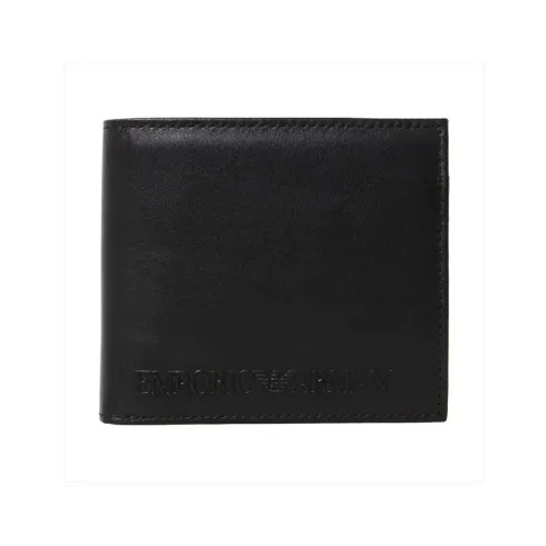 Emporio Armani , Black Leather Wallet with Embossed Logo ,Black male, Sizes: ONE SIZE