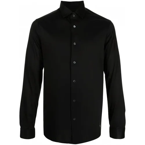 Emporio Armani , Black Lyocell Blend Shirt ,Black male, Sizes: