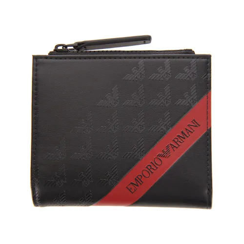 Emporio Armani , Black Mens Wallet with Credit Card Holder and Coin Pocket ,Black male, Sizes: ONE SIZE