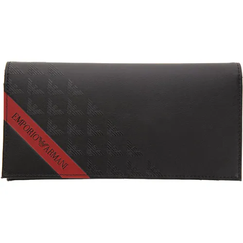 Emporio Armani , Black Mens Wallet with Logo and Card Slots ,Black male, Sizes: ONE SIZE