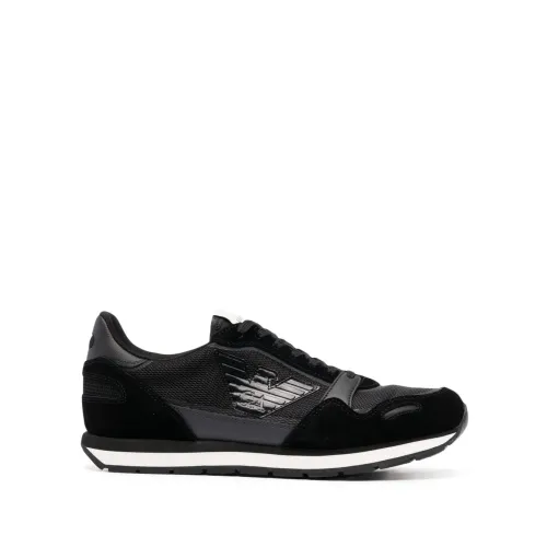 Emporio Armani , Black Panelled Low-Top Sneakers ,Black male, Sizes: