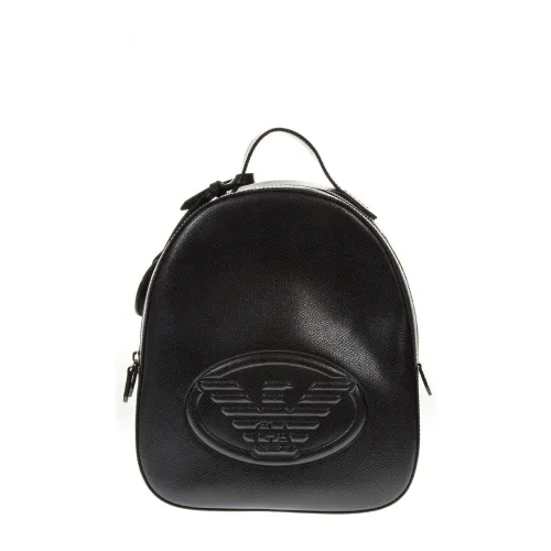 Emporio Armani , Black Saffiano Effect Bag with Adjustable Straps ,Black female, Sizes: ONE SIZE