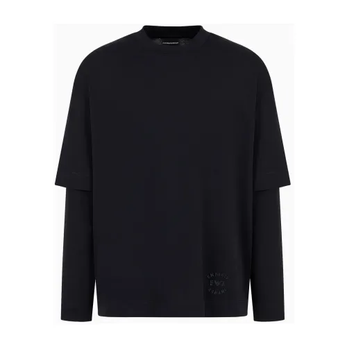 Emporio Armani , Black T-Shirt - Autumn/Winter Collection 2023/2024 ,Black male, Sizes: