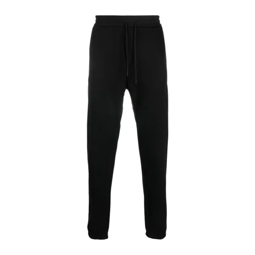 Emporio Armani , Black Tapered Cotton Track Pants ,Black male, Sizes: