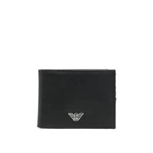 Emporio Armani , Black Wallet with Fabric and Bonded Leather Lining ,Black male, Sizes: ONE SIZE
