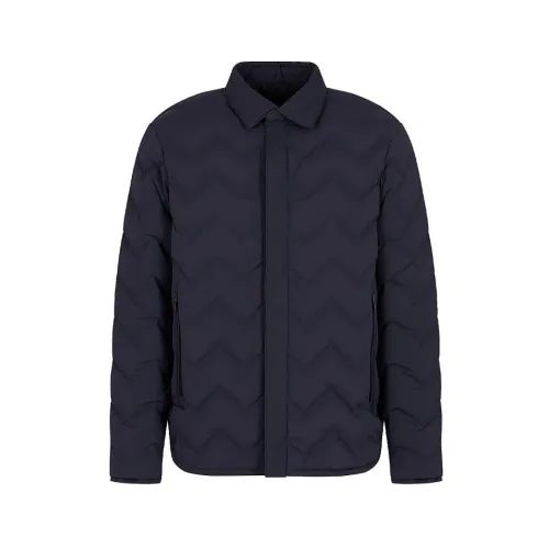 Emporio Armani , Blue Chevron Quilted Puffer Jacket 6R1B85-1Nfgz ,Blue male, Sizes: