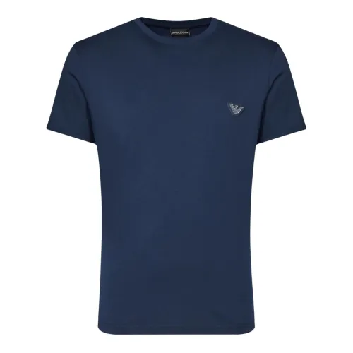 Emporio Armani , Blue Logo T-shirt Regular Fit ,Blue male, Sizes: