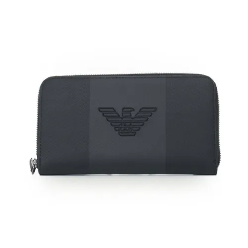 Emporio Armani , Blue Men`s Wallet with Raised Eagle Logo ,Black male, Sizes: ONE SIZE