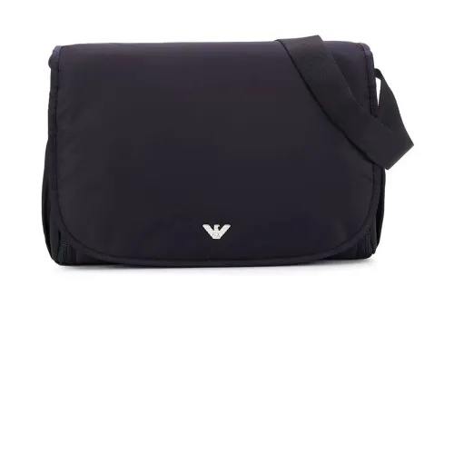 Emporio Armani , Blue Polyester Bag with Silver Logo ,Blue male, Sizes: ONE SIZE