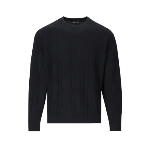 Emporio Armani , Blue Sweaters with Long Sleeves and Crewneck ,Blue male, Sizes:
