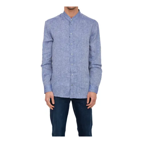 Emporio Armani , Casual Linen Shirt ,Blue male, Sizes: