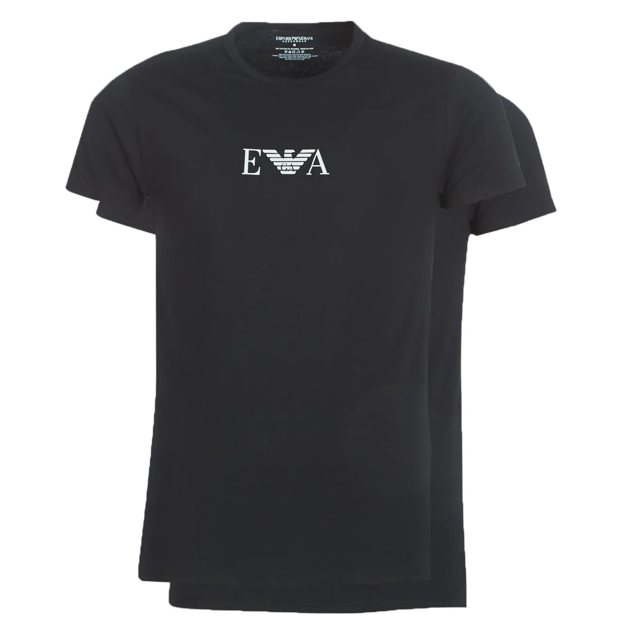 Emporio Armani  CC715-PACK DE 2  men's T shirt in Black