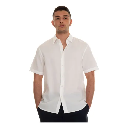 Emporio Armani , Chevron Print Casual Shirt ,White male, Sizes: