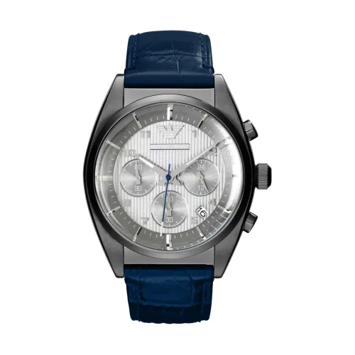 Emporio Armani , Chrono Franco Large Watch Ar1650 ,Blue unisex, Sizes: ONE SIZE
