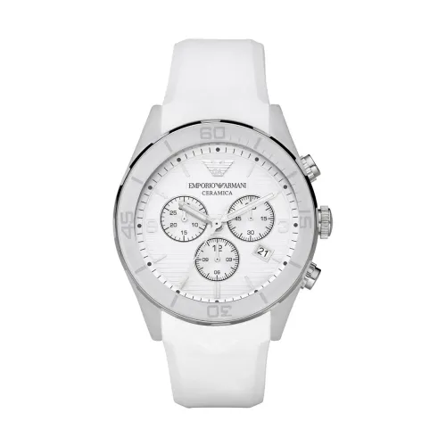 Emporio Armani , Chrono Leo Large Ar1435 Watch ,White unisex, Sizes: ONE SIZE