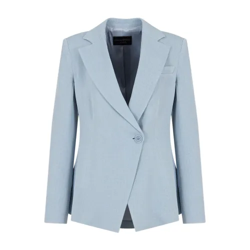 Emporio Armani , Clear Blue Jackets with Notched Lapels ,Blue female, Sizes: